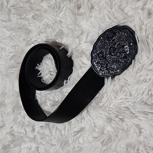 Diesel Vintage Made In Italy 100% Black Leather Belt with Textured Buckle